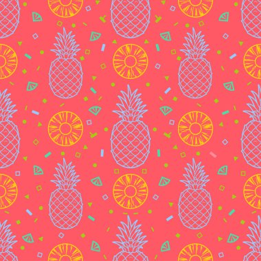 Ananas Meyve Dikişsiz desen arka plan vektör biçimi