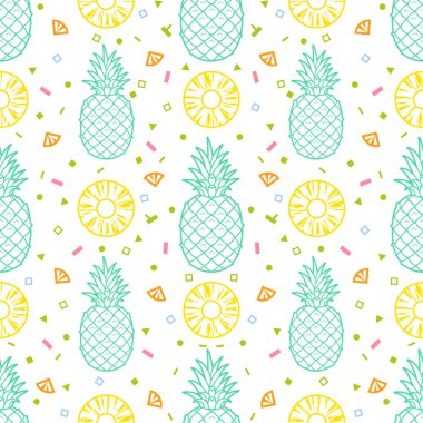 Ananas Meyve Dikişsiz desen arka plan vektör biçimi