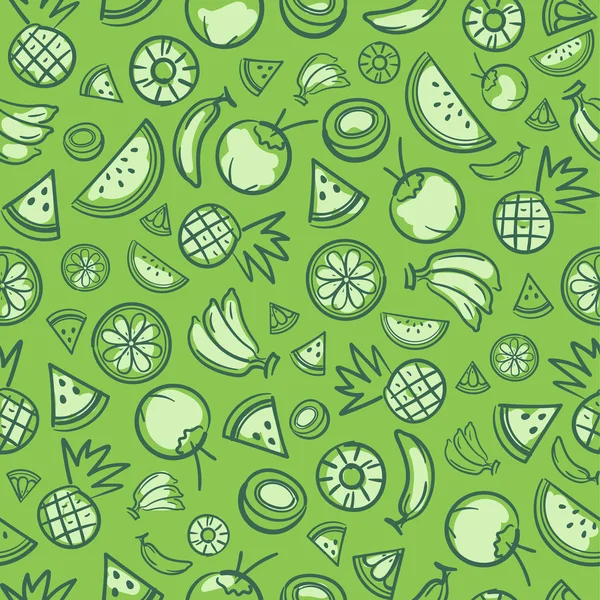 Σκίτσο μικτή τροπικά φρούτα χωρίς συγκόλληση καλοκαίρι μοτίβο φόντου διανυσματική μορφή — Διανυσματικό Αρχείο