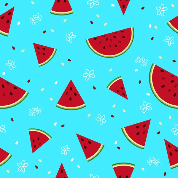 Bunte frische Wassermelonen Früchte nahtlose Sommer Muster Hintergrund Vektor-Format — Stockvektor