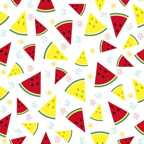 Coloridas frutas de sandía fresca sin costuras patrón de verano fondo vector formato — Vector de stock