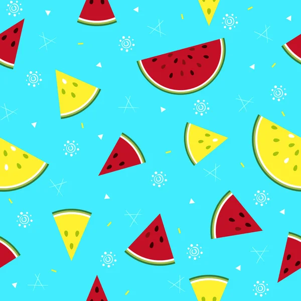 Colorido fresco melancia frutas sem costura verão padrão fundo vetor formato — Vetor de Stock