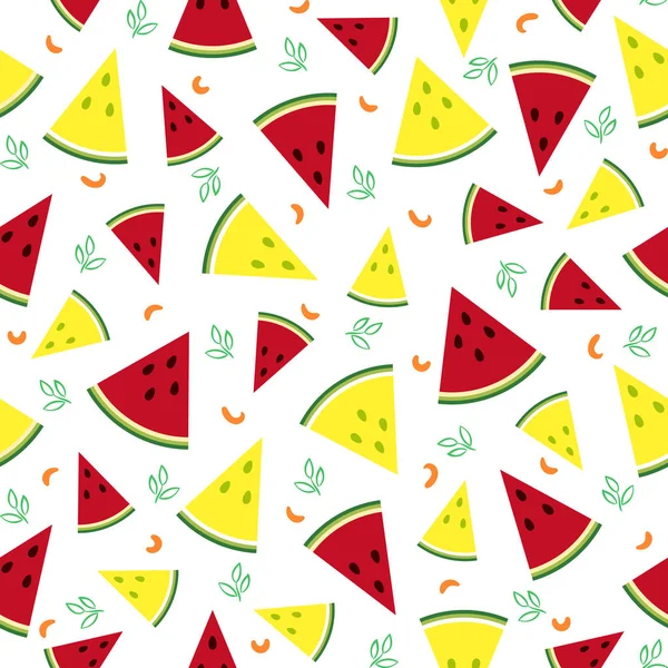 Coloridas frutas de sandía fresca sin costuras patrón de verano fondo vector formato — Vector de stock