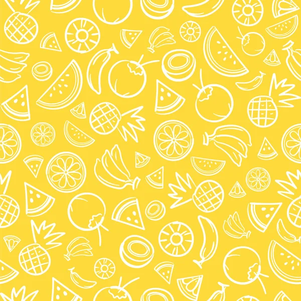 Croquis fruits tropicaux mixtes sans couture motif fond format vectoriel — Image vectorielle