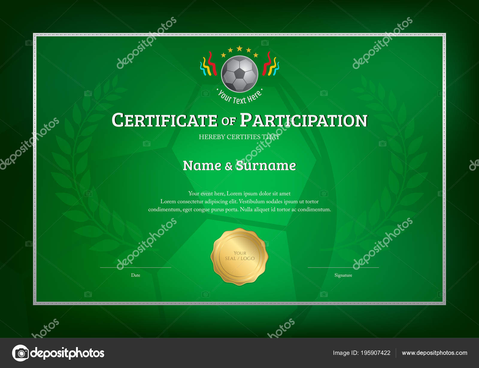 Certificate soccer, Royalty-free Certificate soccer Vector Images Intended For Rugby League Certificate Templates