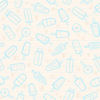 Şirin sorunsuz yaz deseni ile çeşitli meyve dondurma arka plan illüstrasyon çizilmiş Dikişsiz desen arka plan vektör biçimi