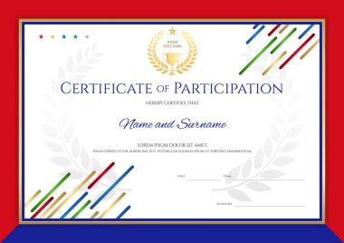 Sertifika şablonunda spor tema spor renkli şerit Tema sınır çerçeve, Diploma tasarım ile