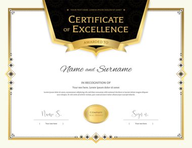 Zarif sınır çerçevesine sahip lüks sertifika şablonu, mezuniyet veya tamamlama için diploma tasarımı