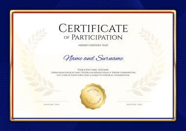 Sertifika şablonunda spor tema mavi sınır çerçeve, Diploma tasarım ile