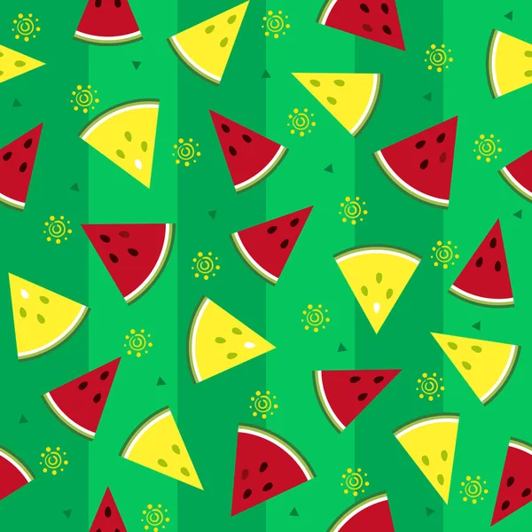 Colorful Fresh Watermelon Fruits Seamless Summer Pattern Background Vector Format — Stock Vector