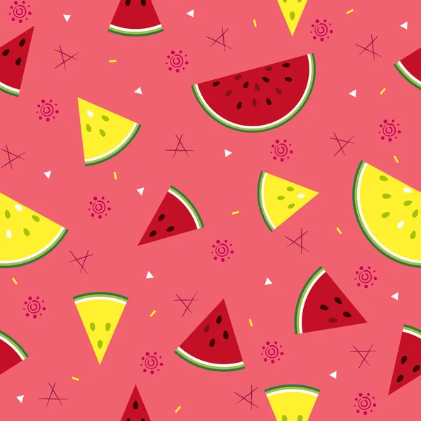 Colorido Fresco Melancia Frutas Sem Costura Verão Padrão Fundo Vetor — Vetor de Stock