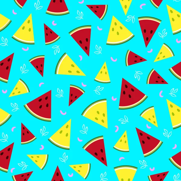 Coloridas Frutas Sandía Fresca Sin Costuras Patrón Verano Fondo Vector — Vector de stock