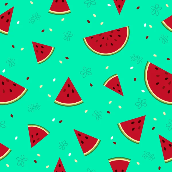 Coloridas Frutas Sandía Fresca Sin Costuras Patrón Verano Fondo Vector — Vector de stock