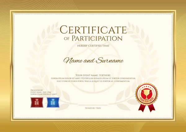 Šablona Certifikátu Tématu Sport Basketbal Zlaté Hraniční Rám Diplom Design — Stockový vektor