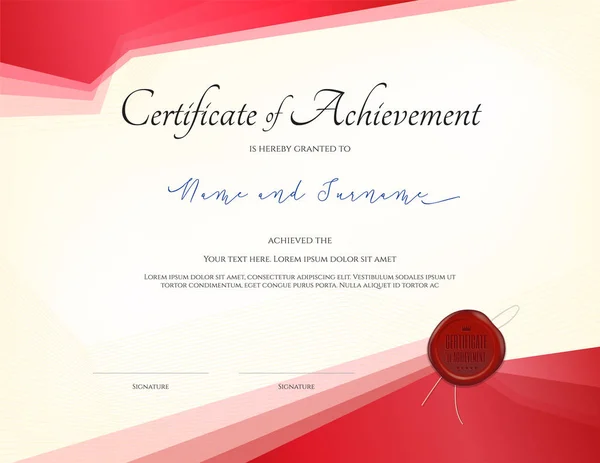 Modello Certificato Lusso Con Elegante Cornice Confine Design Del Diploma — Vettoriale Stock