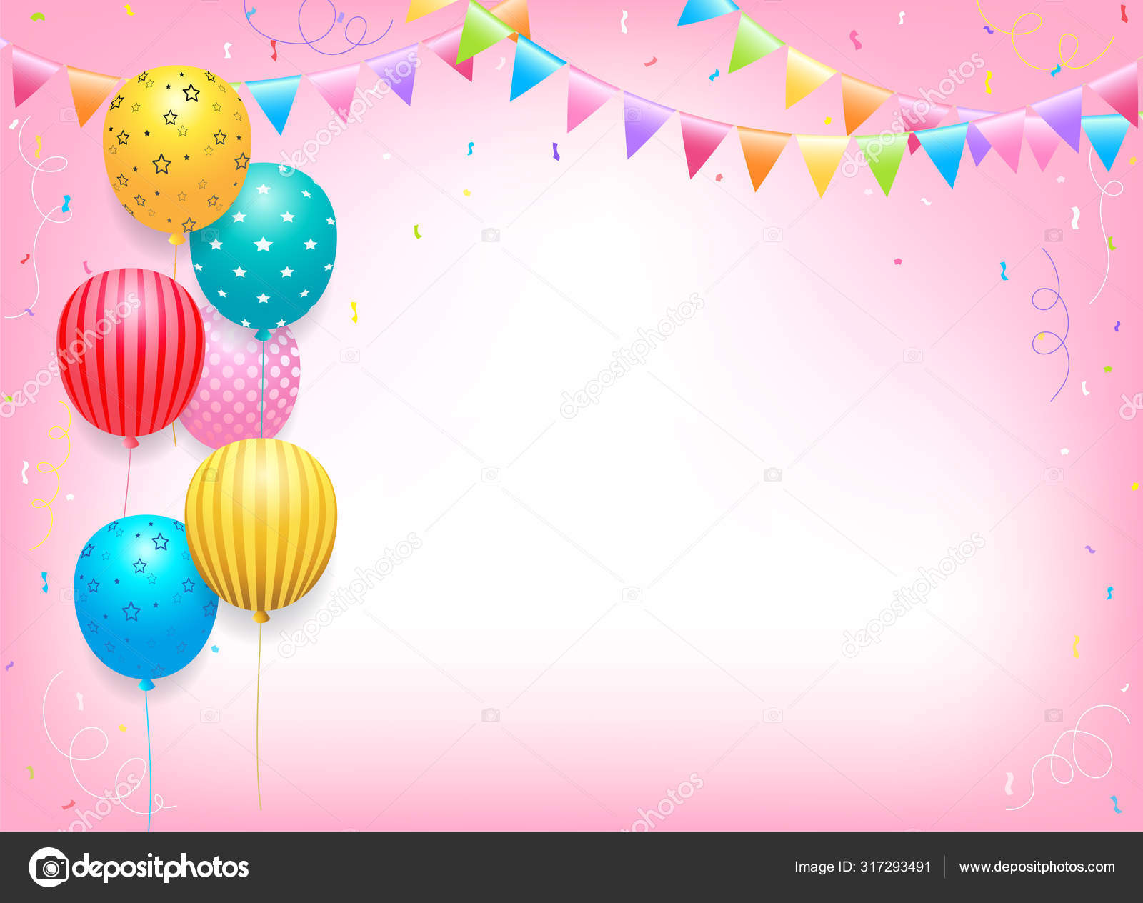 Fødselsdag banner kort ramme skabelon med farverige og kopiere plads Vector by ©beinluck 317293491