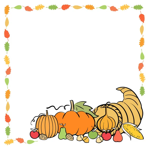 Thanksgiving banner card frame template with crops element and copy space — Stock Vector