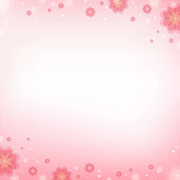バレンタインデーの背景ピンクの花のフレームイラストバナー背景グリーティングカードのデザイン — ストックベクタ