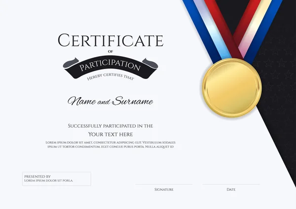 Plantilla de certificado en tema deportivo con marco de frontera, Diploma de diseño — Archivo Imágenes Vectoriales