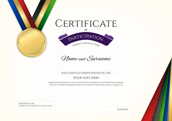 Plantilla de certificado en tema deportivo con marco de frontera, Diploma d — Vector de stock