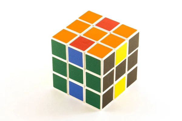 Cubo Rubik Sobre Fondo Blanco Camino Solución — Foto de Stock