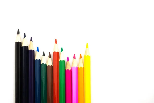 Drewniane Kolorowe Ołówek Dla Rysunku Obiekty Izolowane Ścieżkę Przycinającą Przewidziana — Zdjęcie stockowe