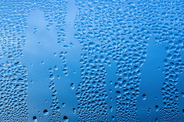 Gotas Textura Fundo Janela Janela Azul Noite — Fotografia de Stock