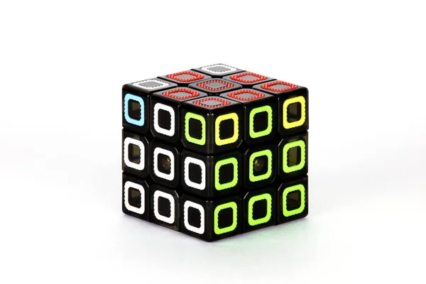 Rubik Kubus Witte Achtergrond Oplossing Reeks Fase Zeven Het Object — Stockfoto