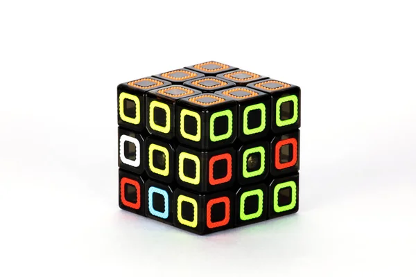 Rubik Kubus Witte Achtergrond Oplossing Reeks Fase Twee Het Object — Stockfoto