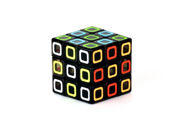 Rubik Cube White Background Way Solution Object Isolated White Clipping — Stock Photo, Image