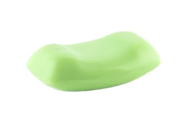 Yeşil sabun kalıntısı. Nesne üzerinde beyaz izole ve kırpma yolu kolay çıkarma için sağlanan