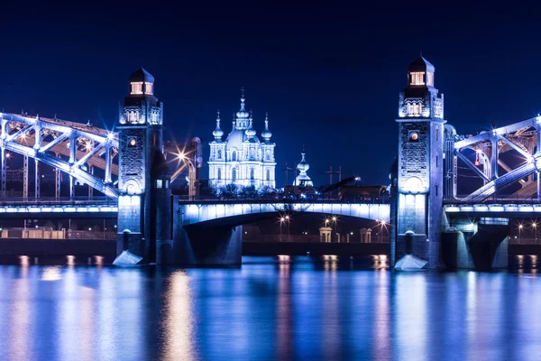 Vista Sul Bolsheokhtinsky Pietro Grande Ponte Sul Fiume Neva Cattedrale — Foto Stock