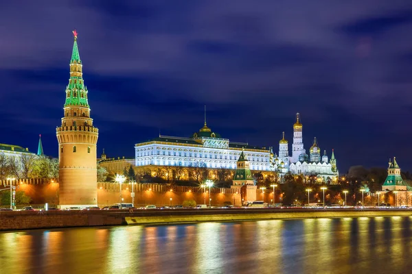 Illuminated Moscow Kremlin Grand Kremlin Palace Government Residence President Russia — Stock Photo, Image