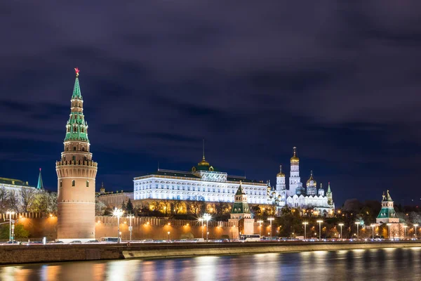 Illuminated Moscow Kremlin Grand Kremlin Palace Government Residence President Russia — Stock Photo, Image