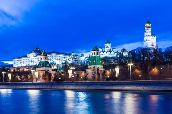Beleuchtete Moskauer Kreml Mit Großem Kreml Palast Die Regierungsresidenz Des — Stockfoto