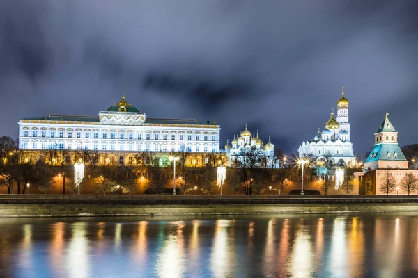 Illuminated Moscow Kremlin Grand Kremlin Palace Government Residence President Russia — Stock Photo, Image