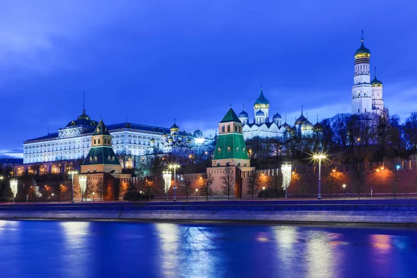 Illuminated Moscow Kremlin Grand Kremlin Palace Government Residence President Russia — Stock Photo, Image