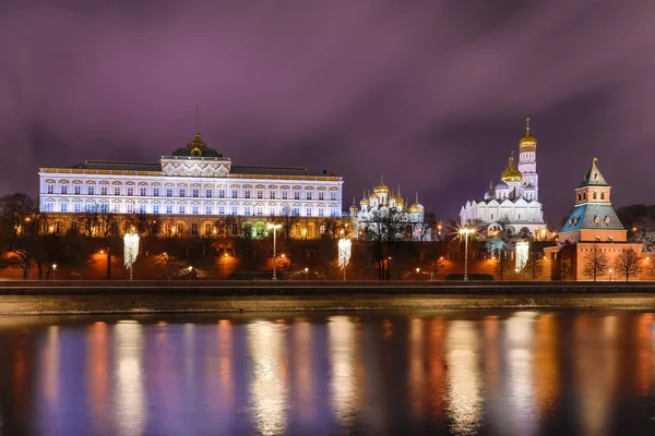 Illuminated Moscow Kremlin Grand Kremlin Palace Government Residence President Russia — Stock Photo, Image