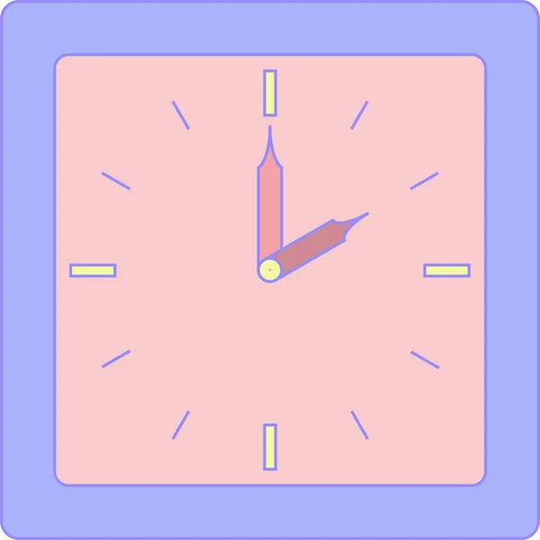 Часы Тревоги Фиолетовым Корпусом Розовым Лицом Циферблатом Два Четырнадцать Часов — стоковый вектор
