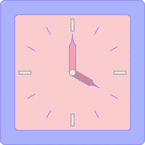 Часы Тревоги Фиолетовым Корпусом Розовым Лицом Циферблатом Четыре Шестнадцать Часов — стоковый вектор