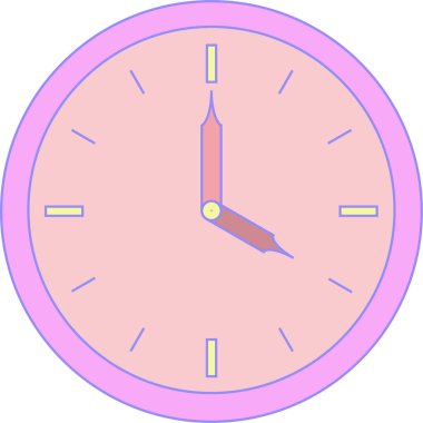   Alarmın yuvarlak saati mor korpus ve gül yüzlü ya da çevirmeli. Saat dört ya da on altı.