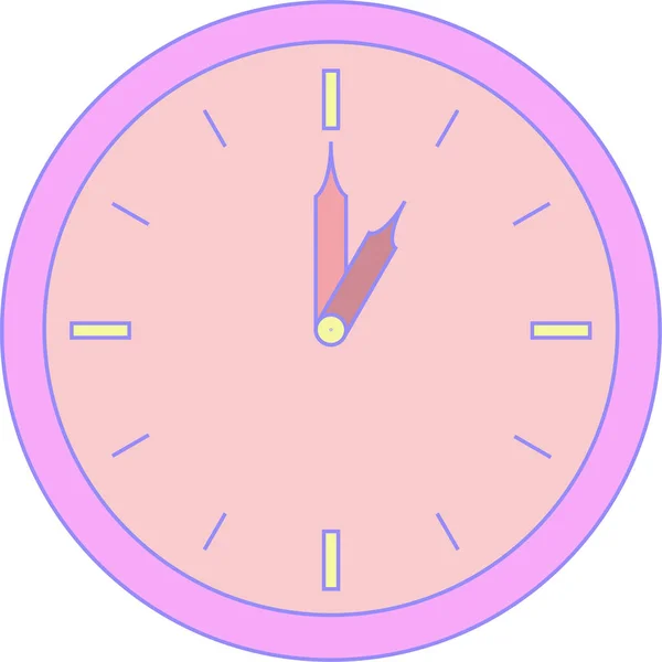 Reloj Redondo Alarma Con Corpus Púrpura Esfera Rosa Esfera Una — Vector de stock