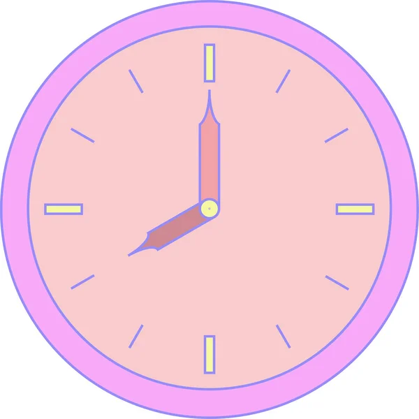 Reloj Redondo Alarma Con Corpus Púrpura Esfera Rosa Esfera Ocho — Vector de stock