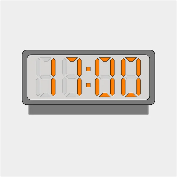   Açık gri arkaplanda zamanı gösteren turuncu şekilli dijital saat veya alarm görüntüsü. Saat 17 yönünde.
