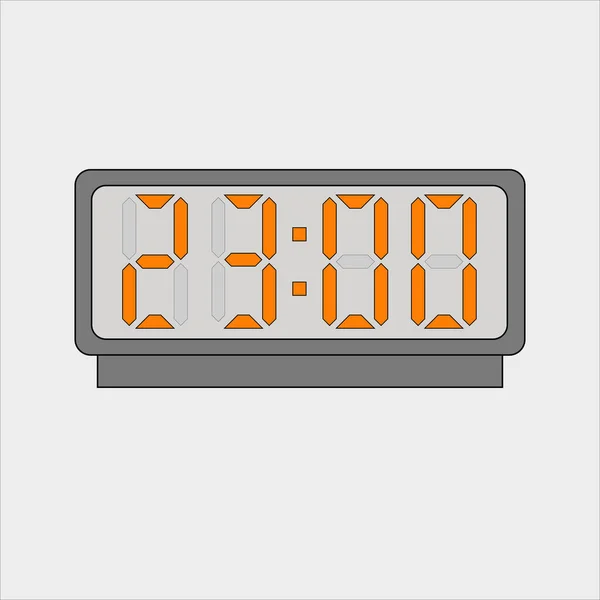 Imagen Vectorial Imagen Reloj Digital Alarma Con Figuras Naranjas Que — Vector de stock