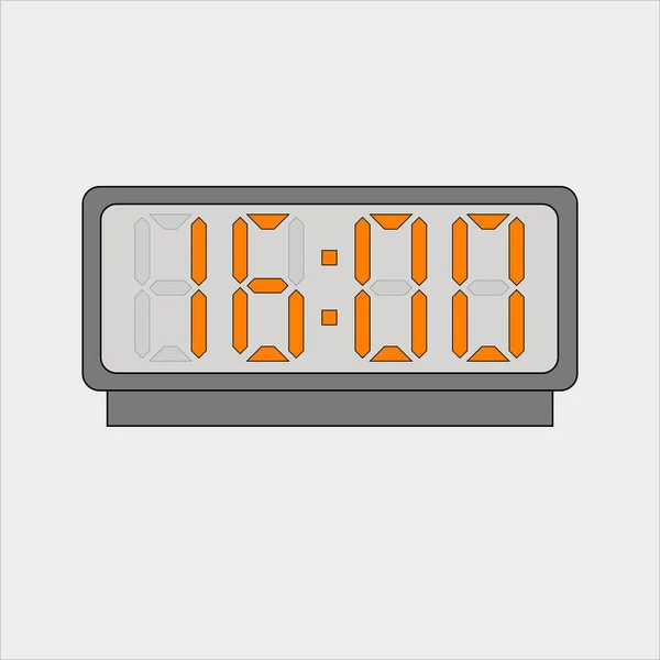 Imagen Vectorial Imagen Reloj Digital Alarma Con Figuras Naranjas Que — Vector de stock