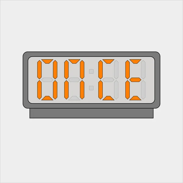 Imagen Vectorial Imagen Reloj Digital Alarma Con Letras Naranjas Que — Vector de stock