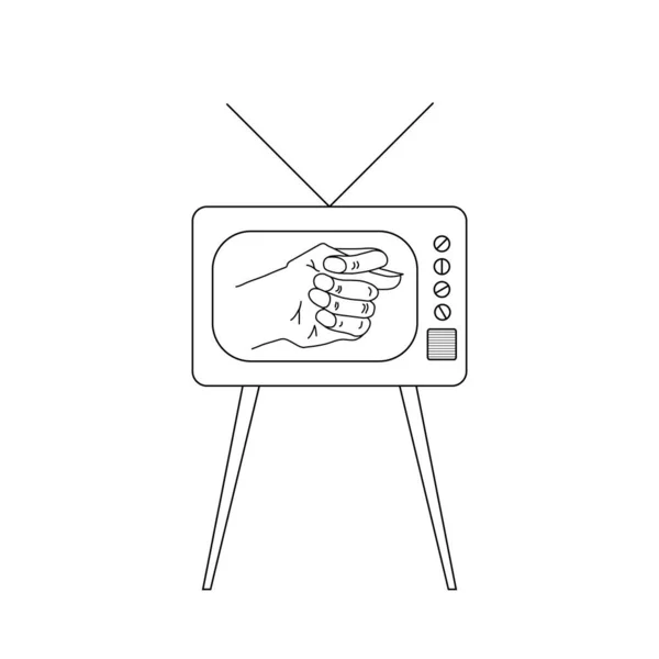 Vector Picture Icon Old Set Television Antenna Fico Fog Gesture — Stock Vector
