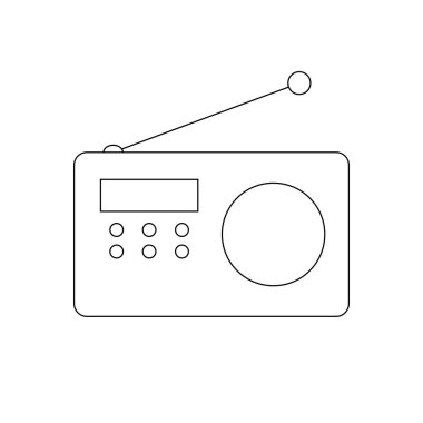   Beyaz arkaplanda vektör biçimlendirilmiş resim veya eski veya eski radyo setinin simgesi veya alıcısı 