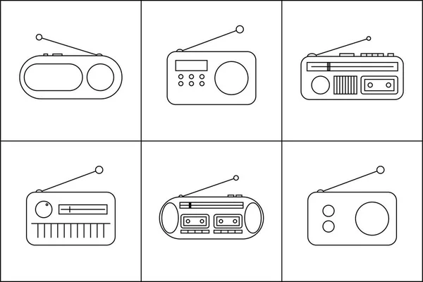 Kollázs Vektor Stilizált Képek Vagy Ikonok Különböző Régi Vagy Retro — Stock Vector